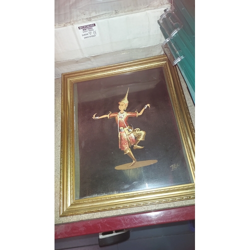 604 - 2 Vintage Framed Thai Silk Paintings