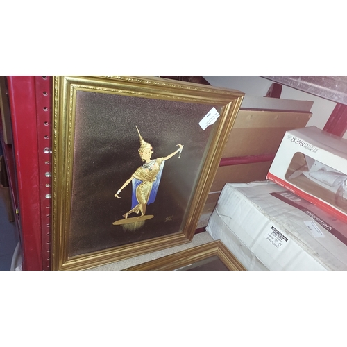 604 - 2 Vintage Framed Thai Silk Paintings