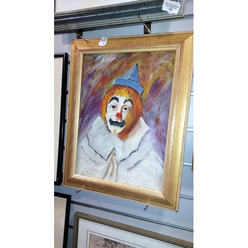 109 - Framed Oil Painting Of Clown