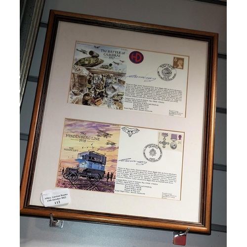 112 - 2 First Day Covers Framed, Battle Of Cambrai And The Hindenburg Line