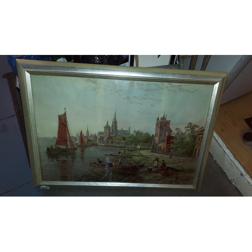 18 - Large Pair Of Framed Dutch Pictures