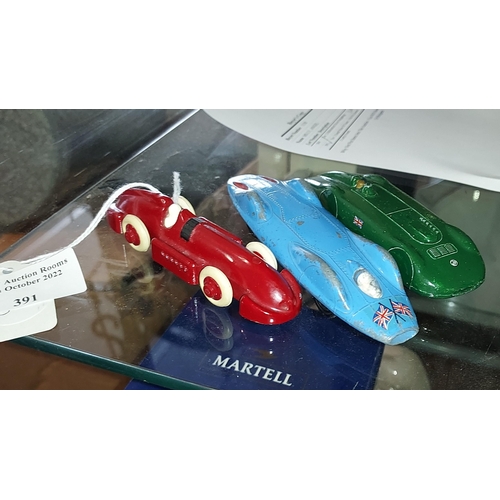 391 - 3 LSR Land Speed Record Model Cars. Corgi Proteus Cambell Bluebird, Dinky Speed Of The Wind (Repaint... 