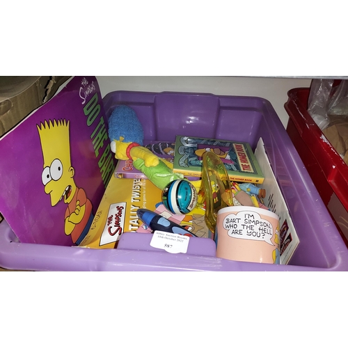 587 - Small Crate Of 'The Simpsons' Items