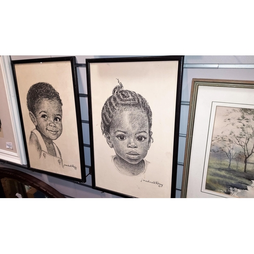 106 - Set Of 3 Framed Prints Of African Family (2 Children Plus Mother And Child). Signed J. Mcdonald Henr... 