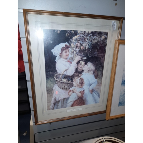 121 - Framed Print Called Picking Apples By Frederick Morgan