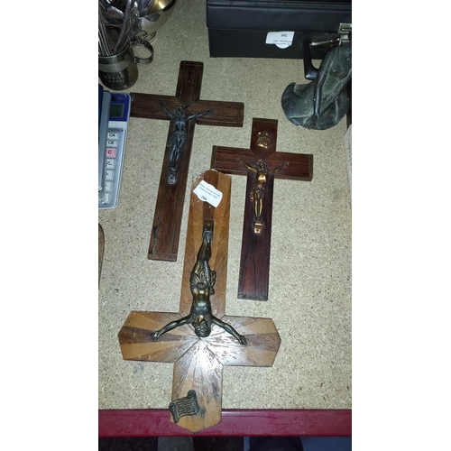 206 - 3 Wooden Crucifixes