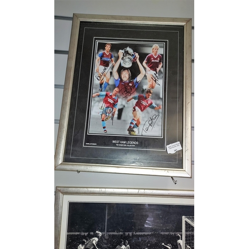 387 - 3 West Ham Football Photos Framed Plus 1 Tom Brady American Football Picture Framed