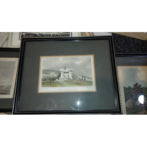 405 - 5 Framed Engravings Of Kits Coty Kent Plus 2 Unframed