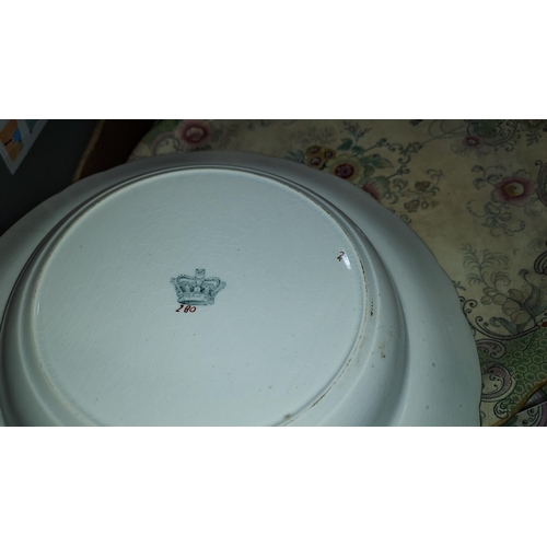 496 - Dinner Service With Floral Pattern Has Crown Mark To Base Some Pieces A/f