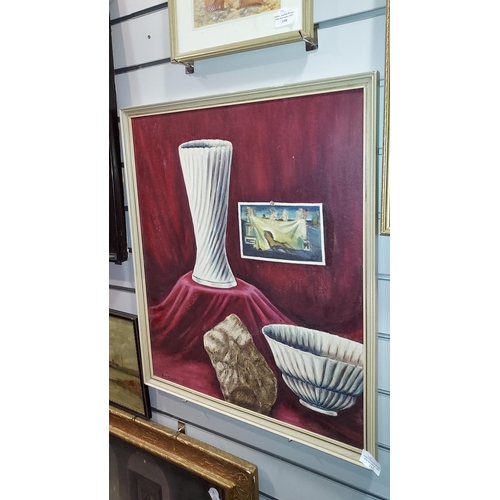 111 - Framed Painting Of A Vase Signed P.A Jones