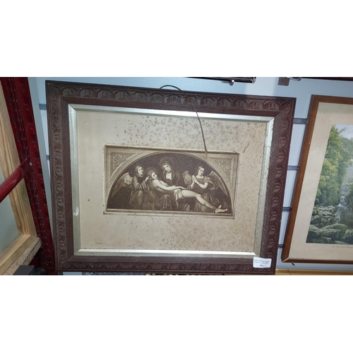 103 - Vintage Framed Lithograph Classical Theme