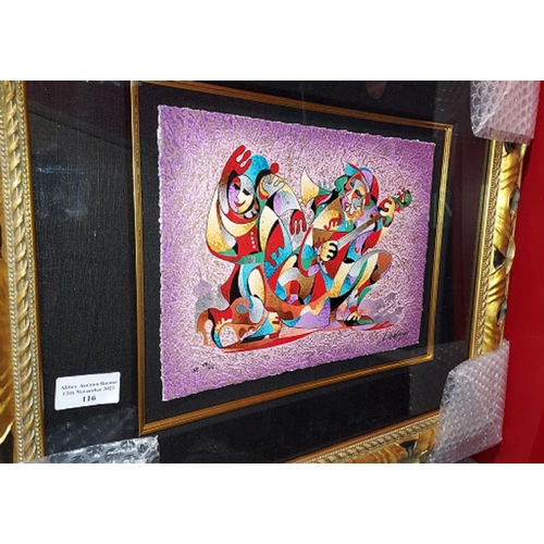 116 - Framed Seriolithograph On Silk Woven Paper Of 