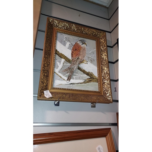 119 - Original Painting Of A Bird Of Prey In Gilt Frame