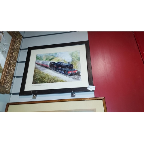 128 - Signed Print Of A Watercolour By Stefanie Hayes Of The GWR 7800 Class 7819 Hinton Manor Locomotive T... 