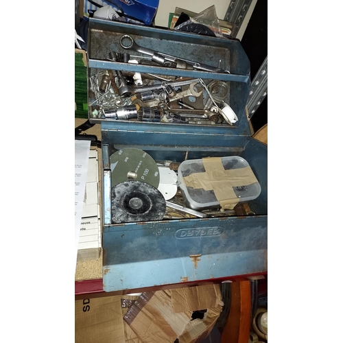 212 - Metal Tool Box With Contents, Mostly Spanners And Sockets