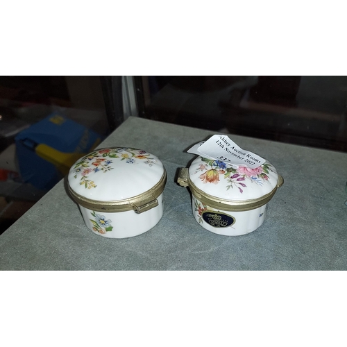 337 - 2 Aynsley Floral Patterned Trinket Pots