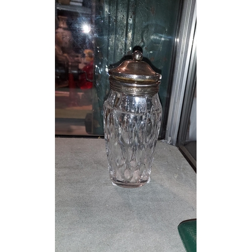 338 - Silver Topped Glass Condiment Pot