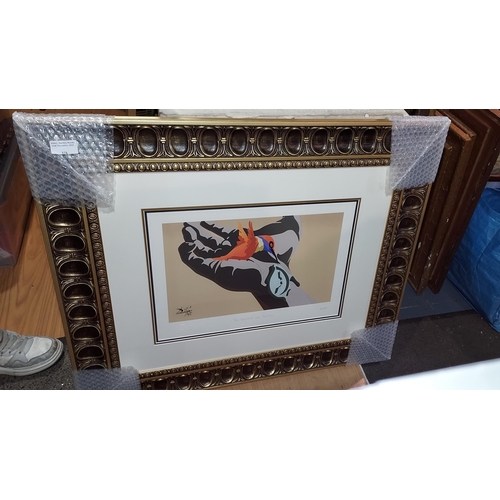 378 - Large Framed Seriograph On Woven Silk Paper 