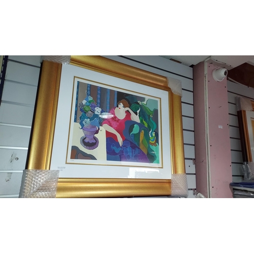 379 - Large Framed Seriograph On Woven Silk Paper 