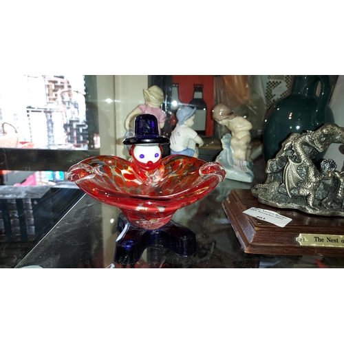 399 - Murano Glass Clown Ashtray. Foot A/F