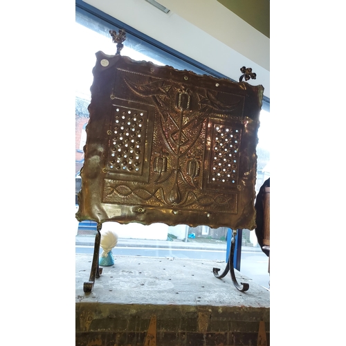 42 - Arts And Crafts Copper Firescreen. Some Damage