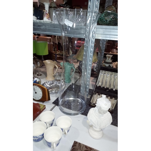 438 - Large Clear Glass Vase By C.Best