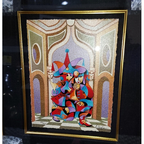 465 - Large Framed Seriograph On Woven Silk Paper 