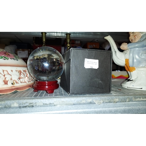 501 - Large Crystal Ball On Plynth With Box