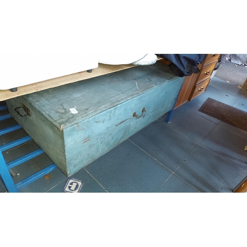 87 - Blue Painted Wooden Trunk