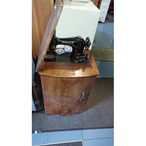 90 - Singer Sewing Machine In Cabinet