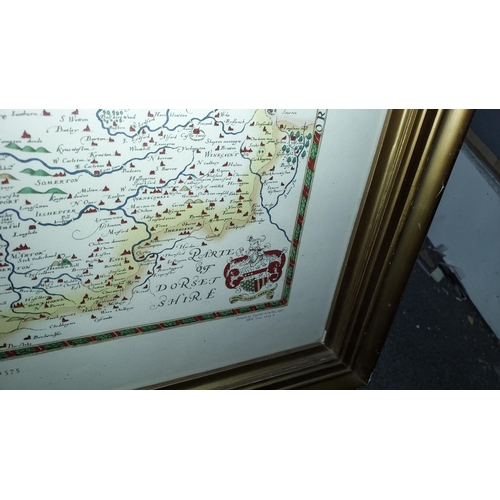 23 - Large Antique Framed Map Of Dorsetshire 1967