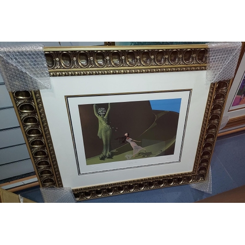 105 - Large Framed Serigraph On Silk Woven Paper 