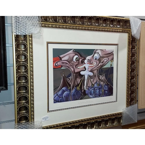 107 - Large Framed Serigraph On Silk Woven Paper 