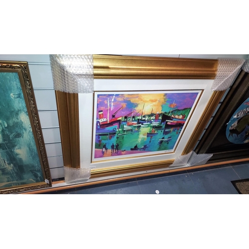 113 - Large Framed Seriolithograph On Silk Woven Paper 