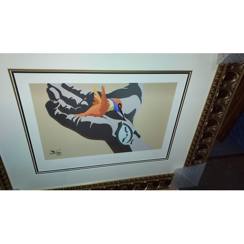 378 - Large Framed Seriograph On Woven Silk Paper 