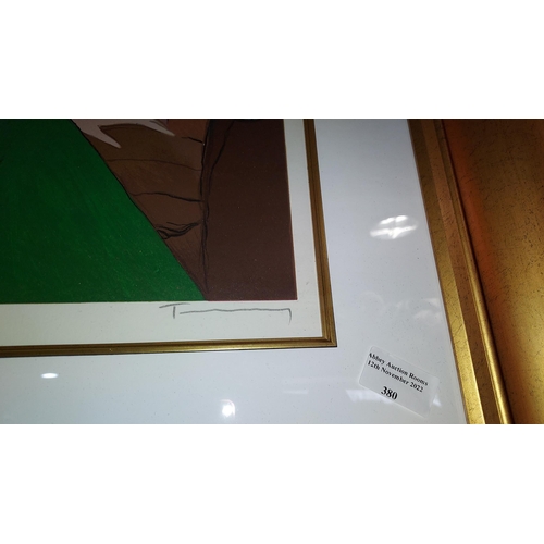 380 - Large Framed Seriograph On Woven Silk Paper 