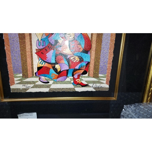 465 - Large Framed Seriograph On Woven Silk Paper 