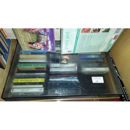 590 - Case Of Music Cassettes Plus Various CDs, Few DVDS And Records