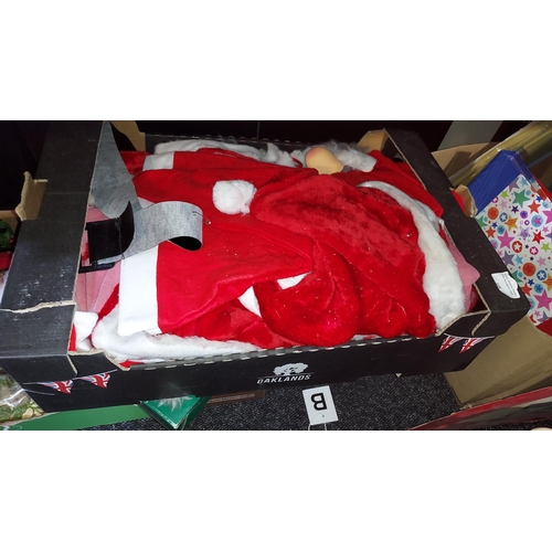 648 - 1 Box Of Christmas Decorations, 1 Box Of Santa Suits