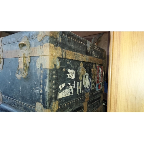 71 - 2 Vintage Travel Trunks With Cunard Line Labels