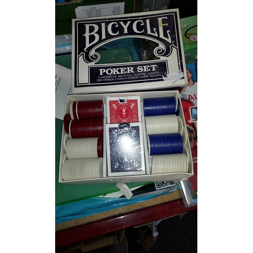 148 - Bicycle Poker Set Plus 2 Packs Of Cards And Dice In Box