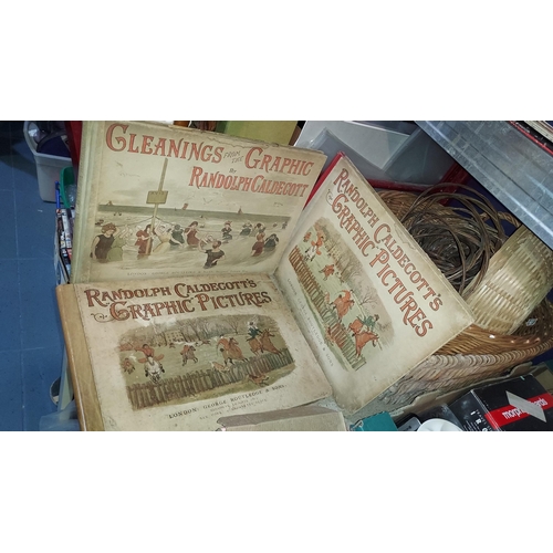 586 - 3 Randolph Caldecotts Books. Graphic Pictures (1883 & 1898) And The Gleanings From The Graphic (1889... 