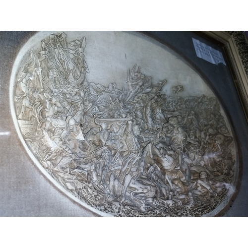 402 - Meershaum High Relief Plaque In Victorian Frame Depicting A Historic Battle Scene Overall Picture Si... 