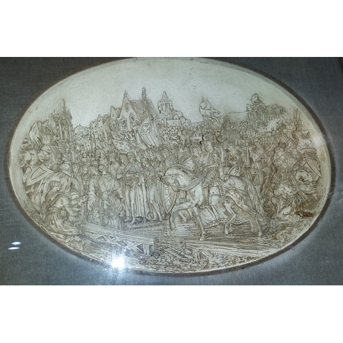 405 - Meershaum High Relief Plaque In Victorian Frame Depicting A Scene Of Joan Of Arc And Her Troops Over... 