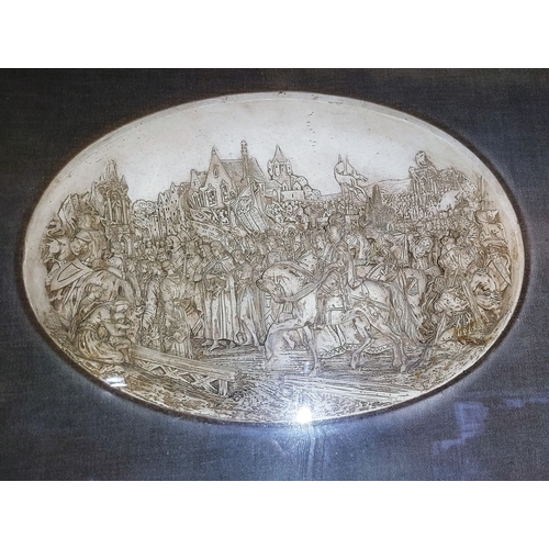 405 - Meershaum High Relief Plaque In Victorian Frame Depicting A Scene Of Joan Of Arc And Her Troops Over... 