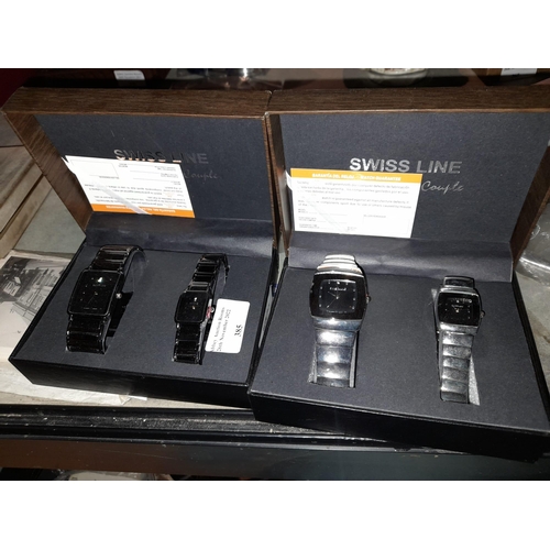 385 - 2 Swiss Line Boxed Ladies And Gentlemen's Watch Sets