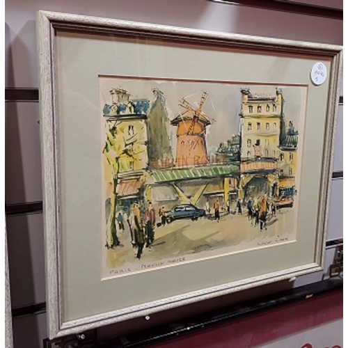 108 - Pair Of Framed Paris Prints By Marius Girard Including Moulin Rouge & L'Arc De Triomphe