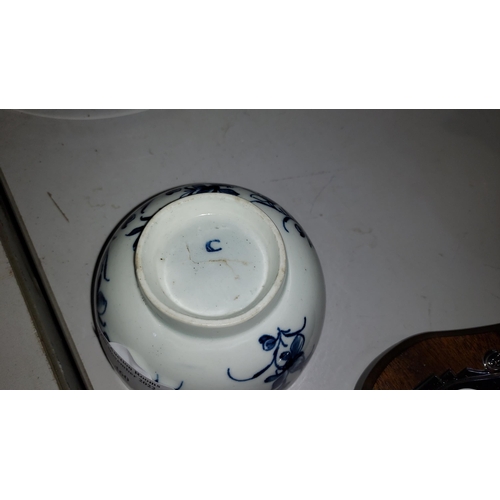 455 - Greiner/Rauenstein Blue And White Bowl Plus 1 Early Royal Worcester Blue And White Tea Bowl. A/F