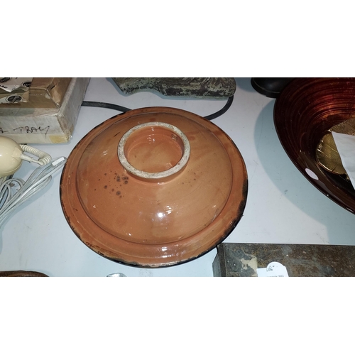 503 - Large Middle East Dish With Copper Decoration