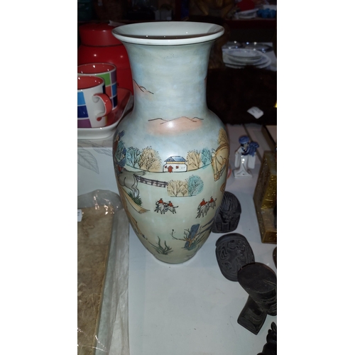 533 - Oriental Vase With Horse Pattern. Stamp To Base